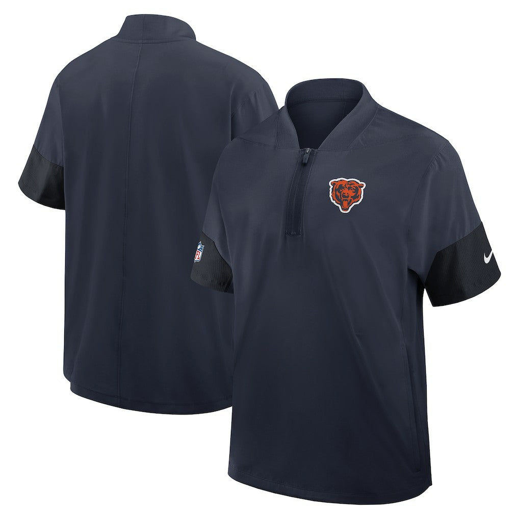 Chicago Bears Sideline Short Sleeve Quarter-Zip Dri-FIT Coach Jacket Navy