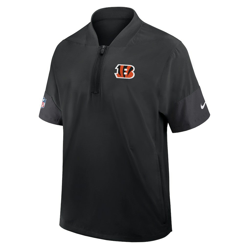 Cincinnati Bengals Sideline Short Sleeve Quarter-Zip Dri-FIT Coach Jacket Black