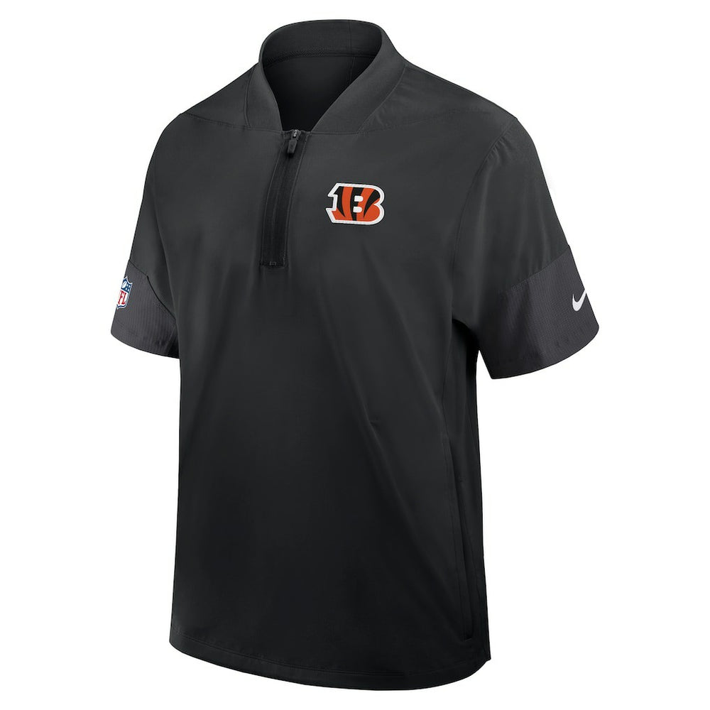 Cincinnati Bengals Sideline Short Sleeve Quarter-Zip Dri-FIT Coach Jacket Black