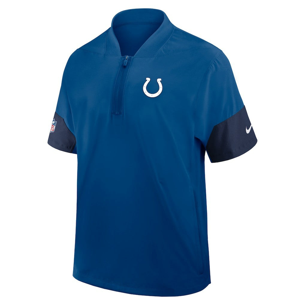 Indianapolis Colts Sideline Short Sleeve Quarter-Zip Dri-FIT Coach Jacket Royal
