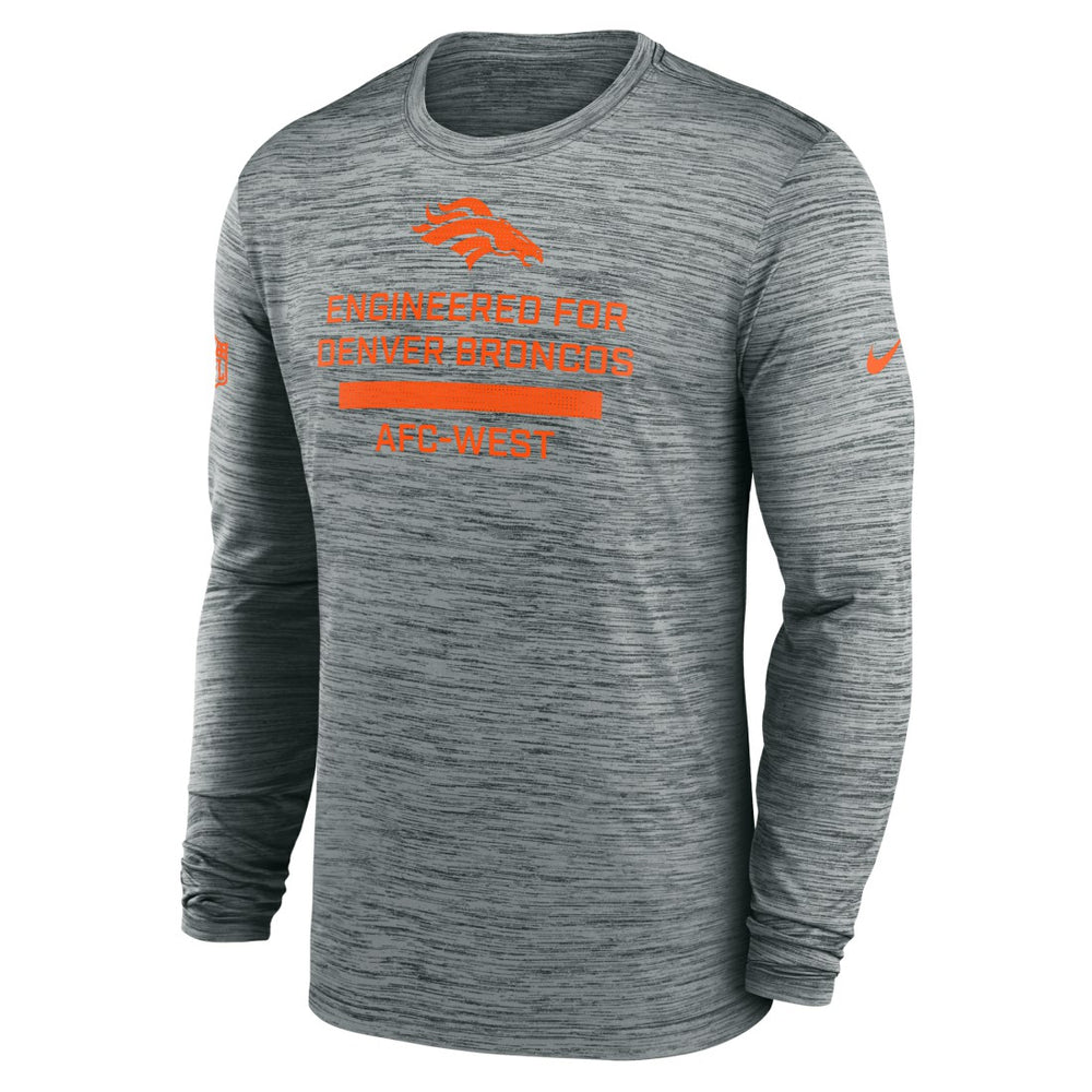 Denver Broncos Sideline Velocity Performance Long Sleeve T-Shirt - Gray