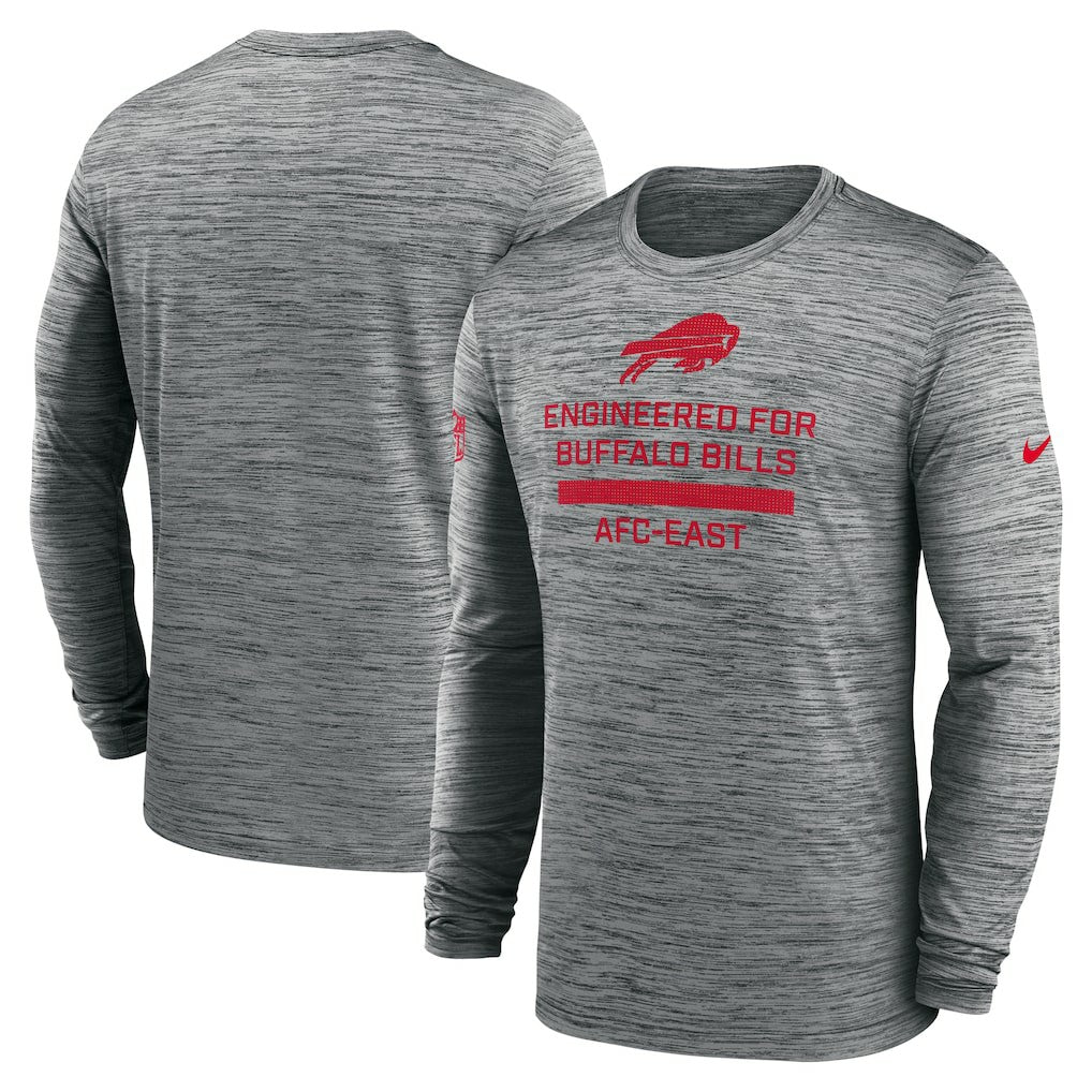 Buffalo Bills Sideline Velocity Performance Long Sleeve T-Shirt - Gray