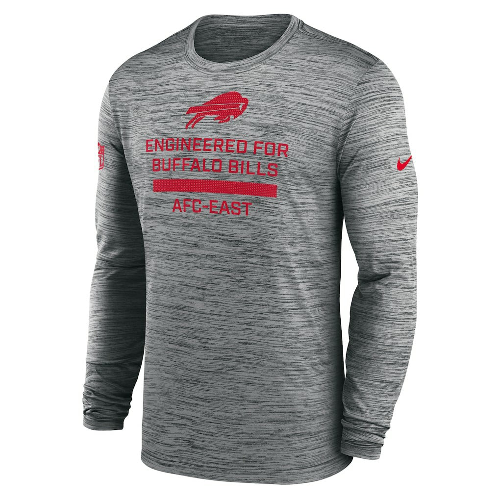 Buffalo Bills Sideline Velocity Performance Long Sleeve T-Shirt - Gray