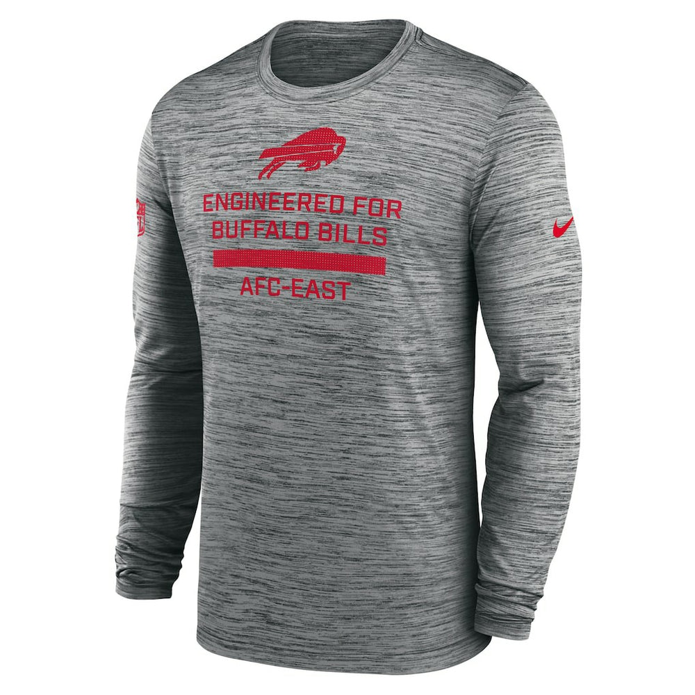 Buffalo Bills Sideline Velocity Performance Long Sleeve T-Shirt - Gray