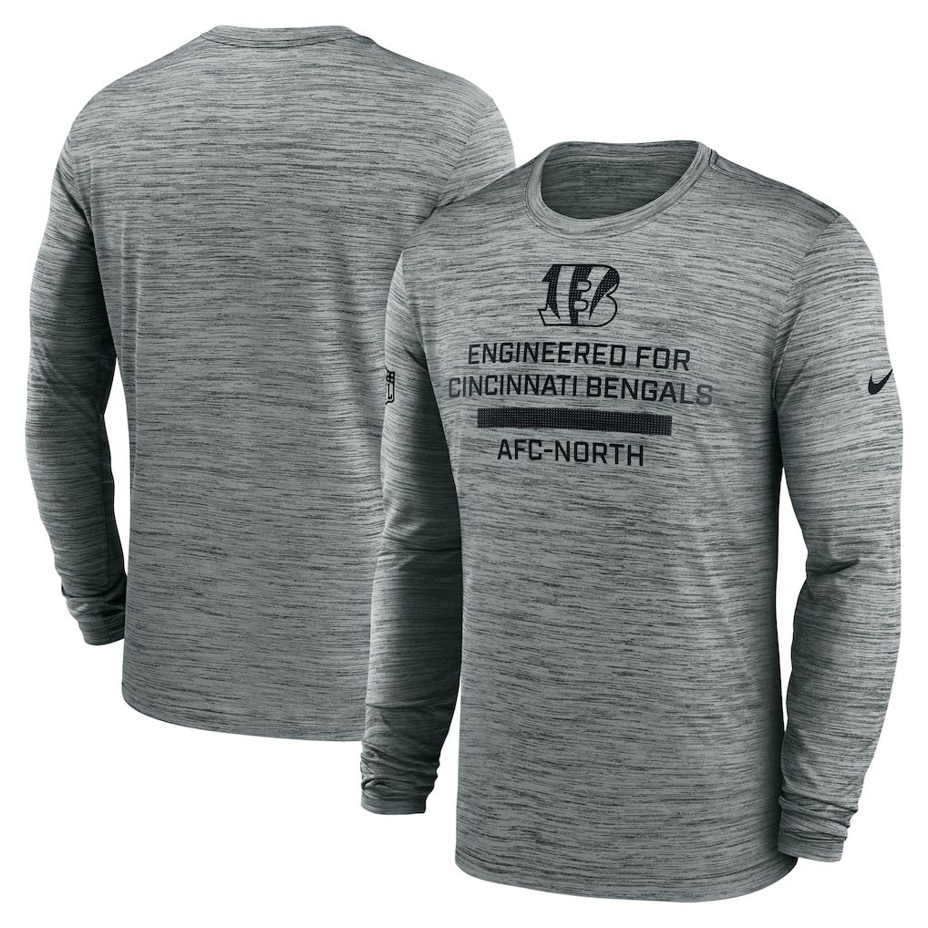 Cincinnati Bengals Sideline Velocity Performance Long Sleeve T-Shirt - Gray