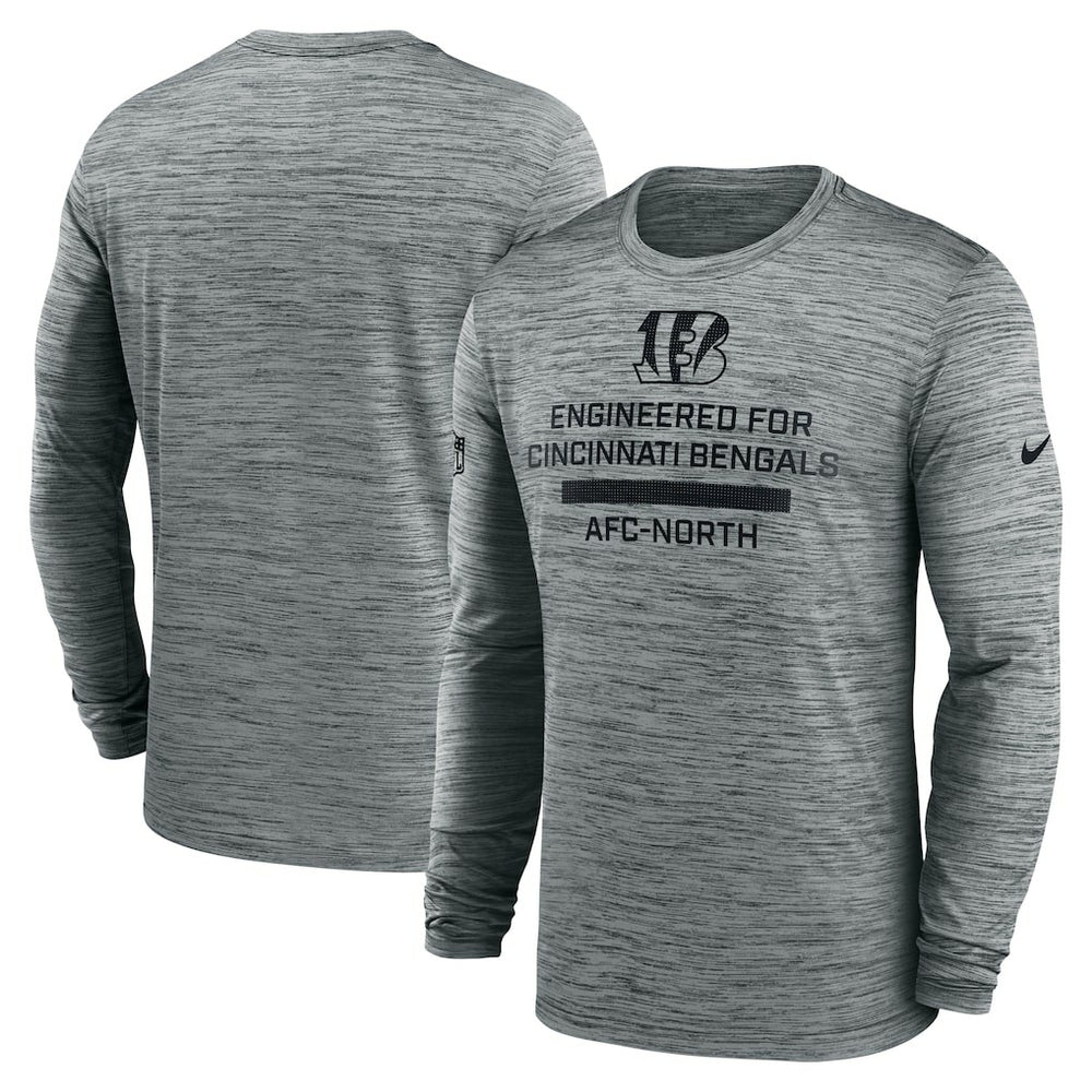 Cincinnati Bengals Sideline Velocity Performance Long Sleeve T-Shirt - Gray