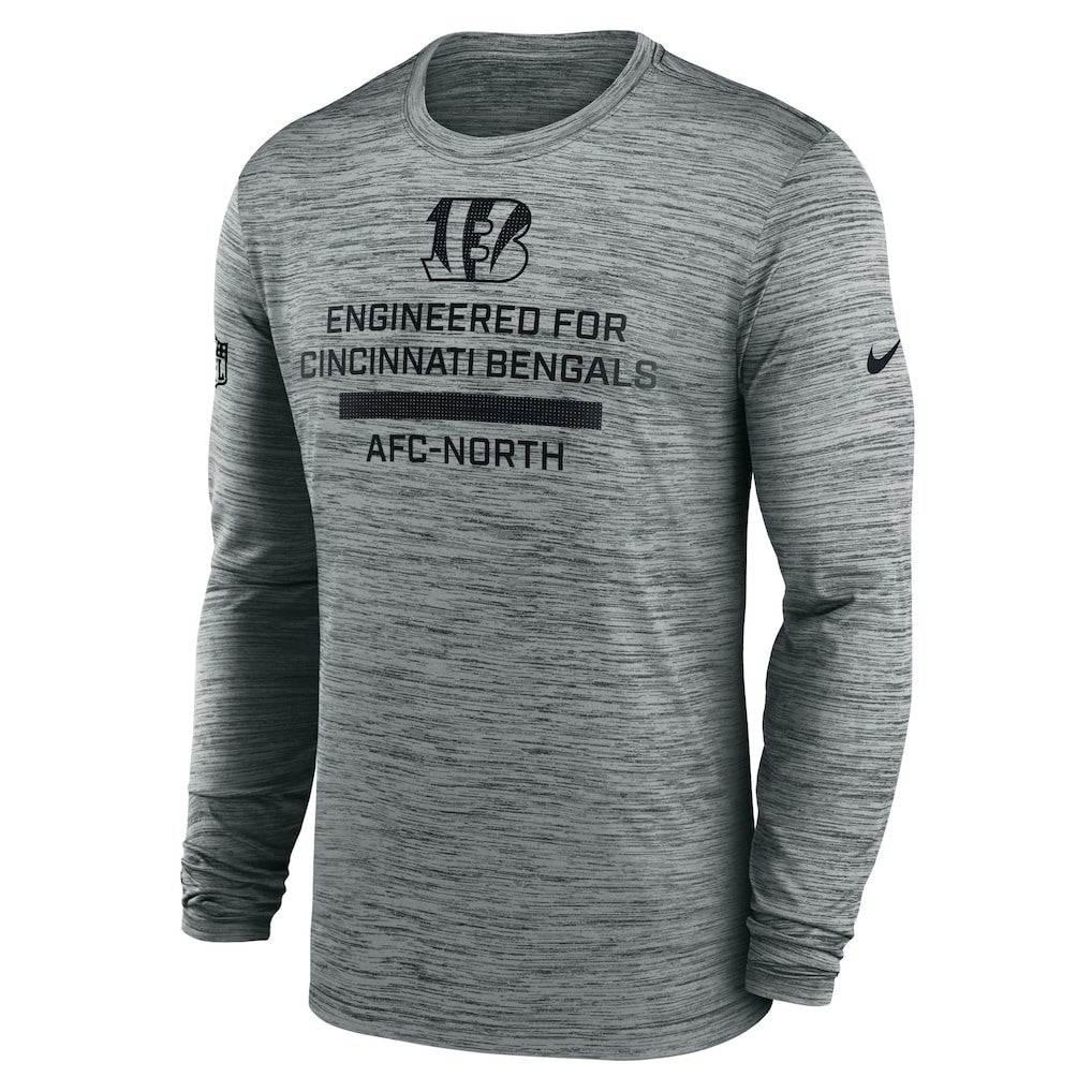 Cincinnati Bengals Sideline Velocity Performance Long Sleeve T-Shirt - Gray