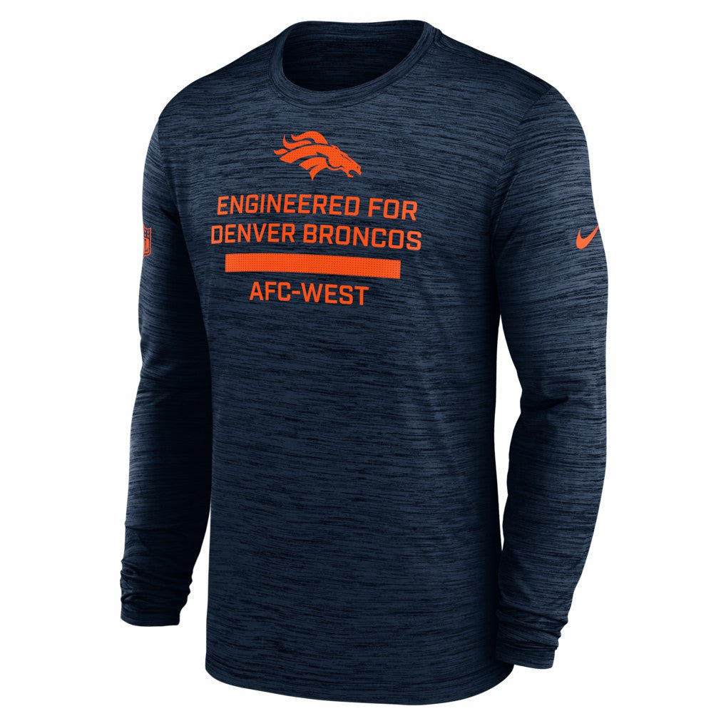 Denver Broncos Sideline Velocity Performance Long Sleeve T-Shirt - Navy