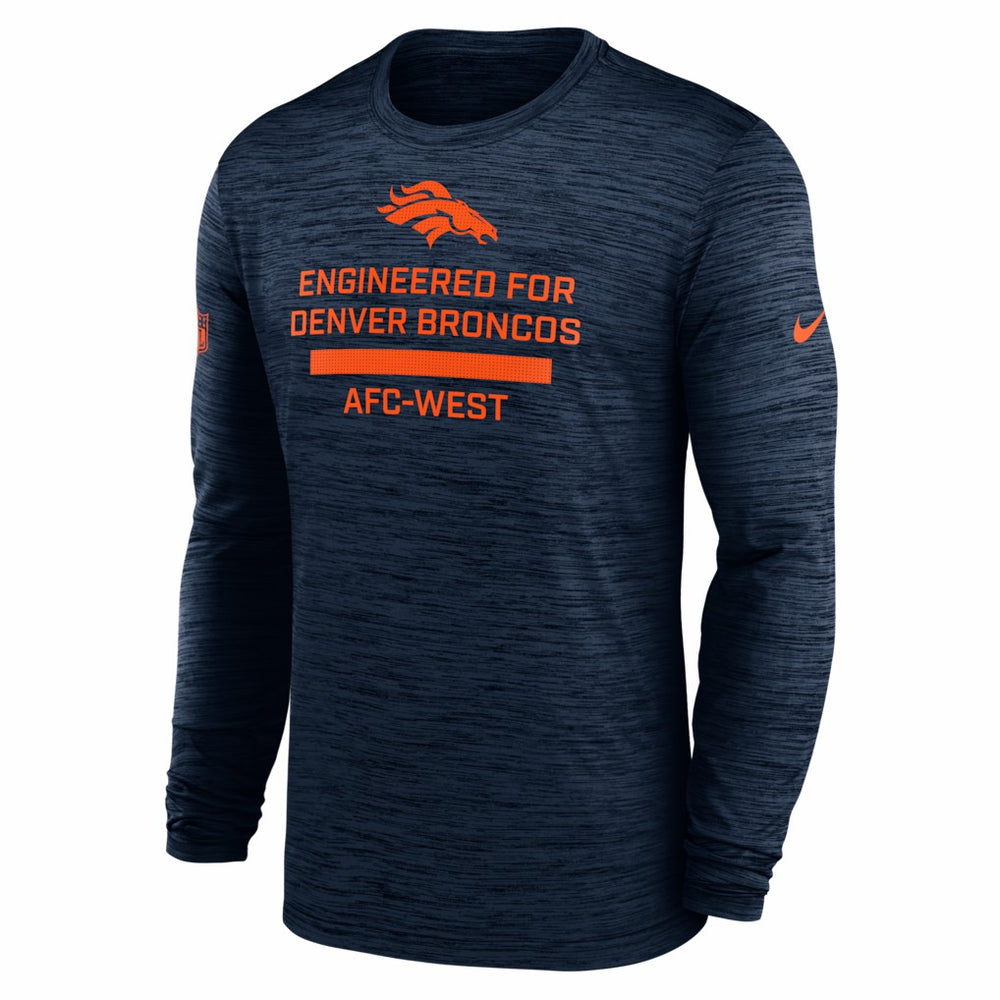 Denver Broncos Sideline Velocity Performance Long Sleeve T-Shirt - Navy