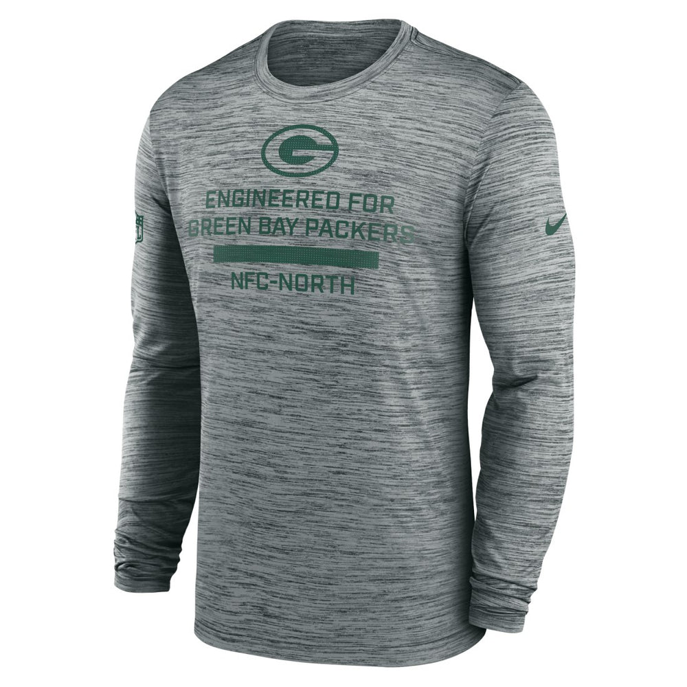 Green Bay Packers Sideline Velocity Performance Long Sleeve T-Shirt - Gray