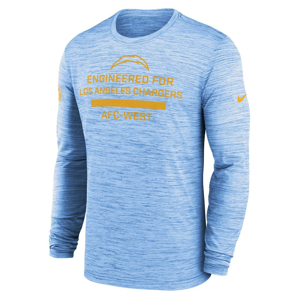 Los Angeles Chargers Sideline Velocity Performance Long Sleeve T-Shirt - Powder Blue