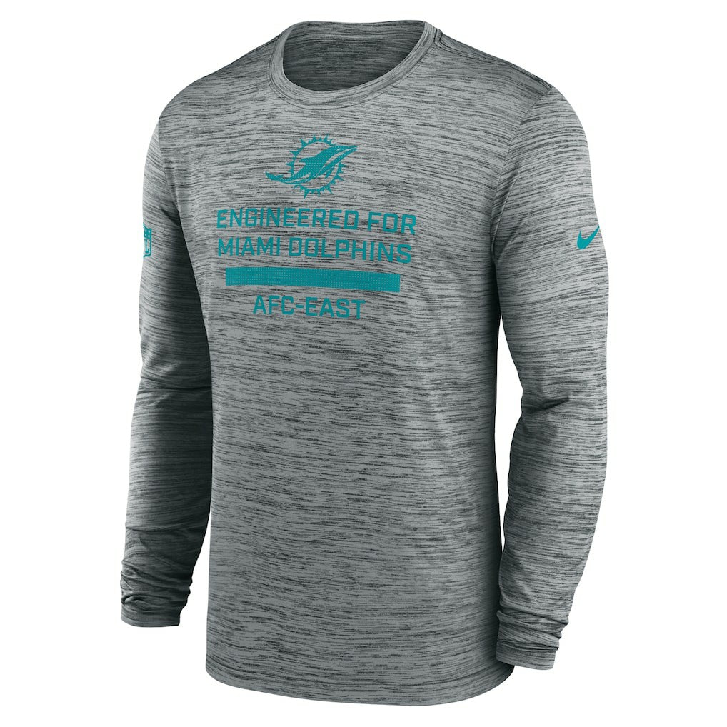 Miami Dolphins Sideline Velocity Performance Long Sleeve T-Shirt - Gray