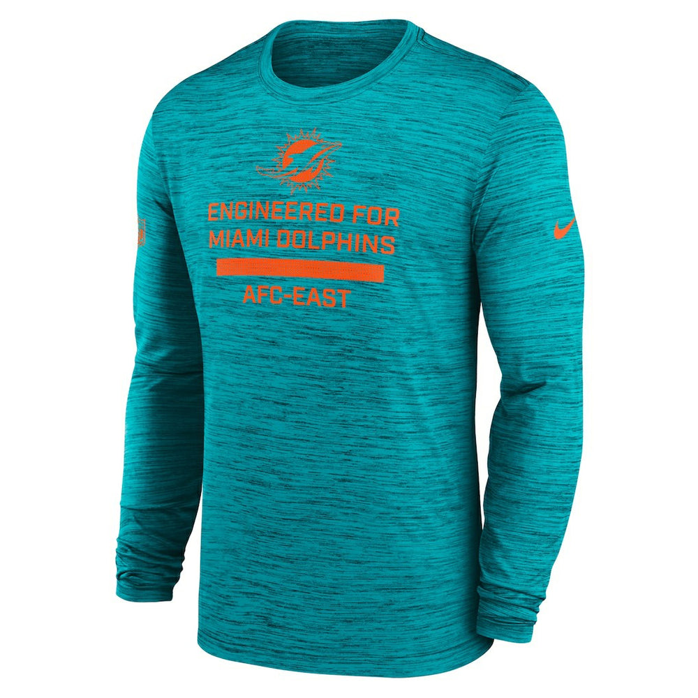 Miami Dolphins Sideline Velocity Performance Long Sleeve T-Shirt - Aqua