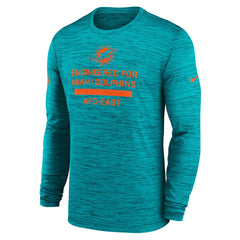 Miami Dolphins Sideline Velocity Performance Long Sleeve T-Shirt - Aqua