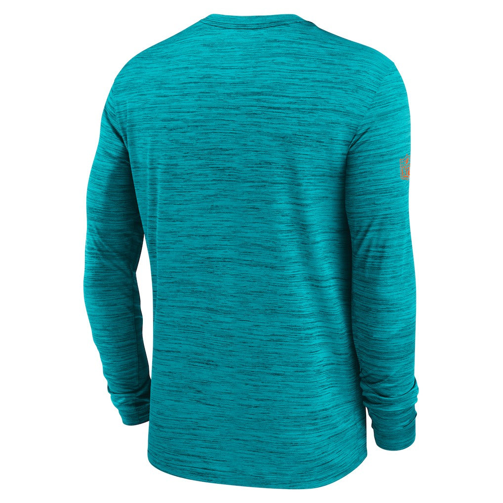 Miami Dolphins Sideline Velocity Performance Long Sleeve T-Shirt - Aqua