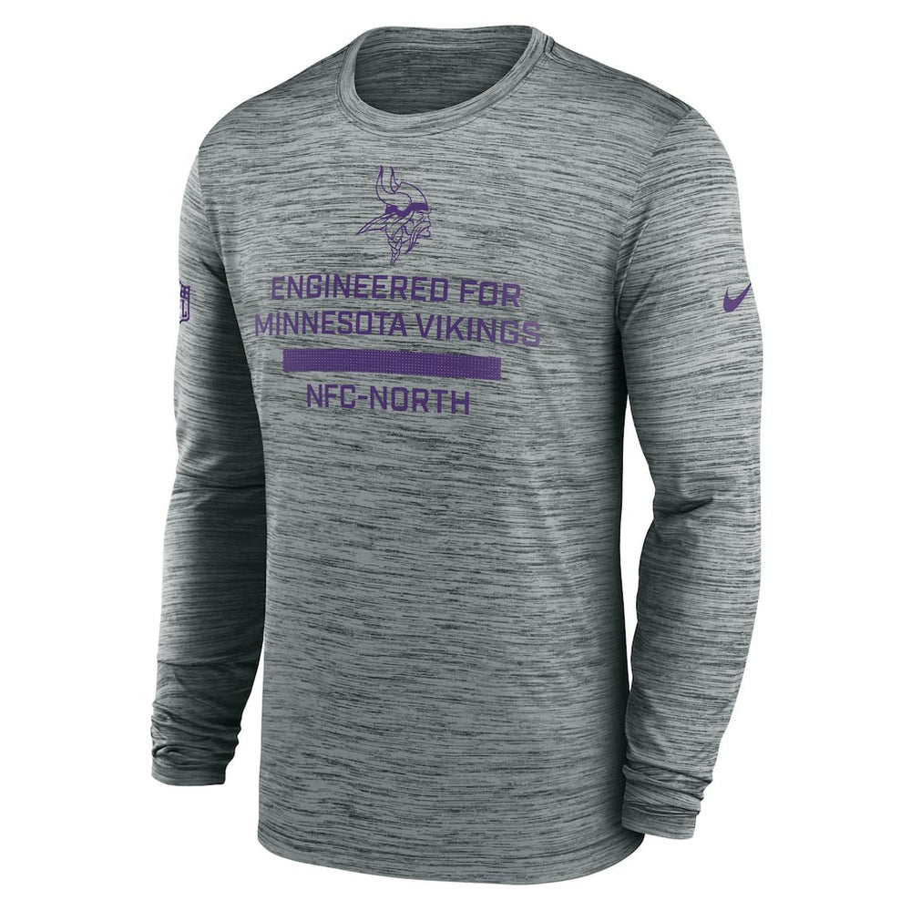 Minnesota Vikings Sideline Velocity Performance Long Sleeve T-Shirt - Gray