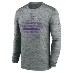 Minnesota Vikings Sideline Velocity Performance Long Sleeve T-Shirt - Gray