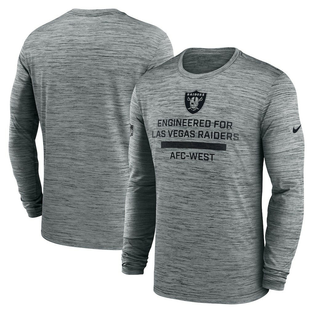 Las Vegas Raiders Sideline Velocity Performance Long Sleeve T-Shirt - Gray