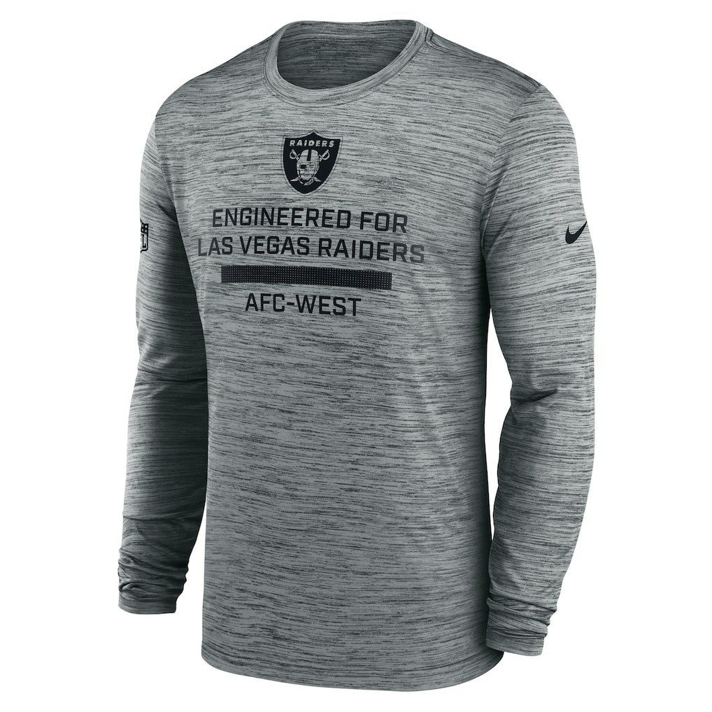Las Vegas Raiders Sideline Velocity Performance Long Sleeve T-Shirt - Gray
