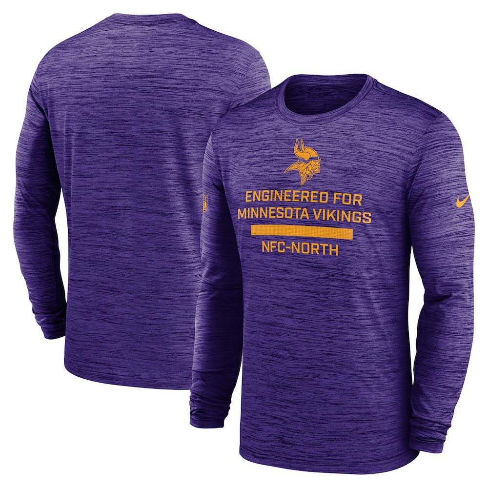 Minnesota Vikings Sideline Velocity Performance Long Sleeve T-Shirt - Purple