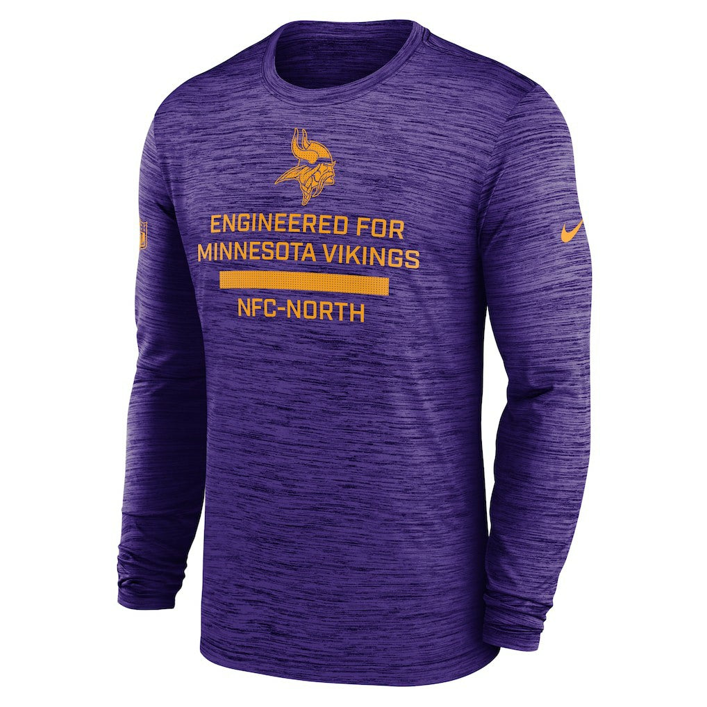 Minnesota Vikings Sideline Velocity Performance Long Sleeve T-Shirt - Purple
