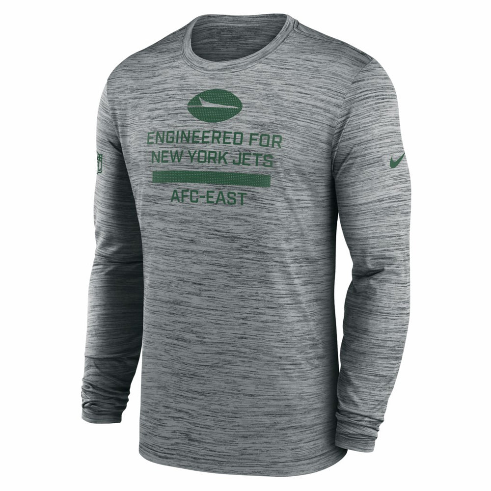 New York Jets Sideline Velocity Performance Long Sleeve T-Shirt - Gray