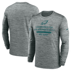 Philadelphia Eagles Sideline Velocity Performance Long Sleeve T-Shirt - Gray