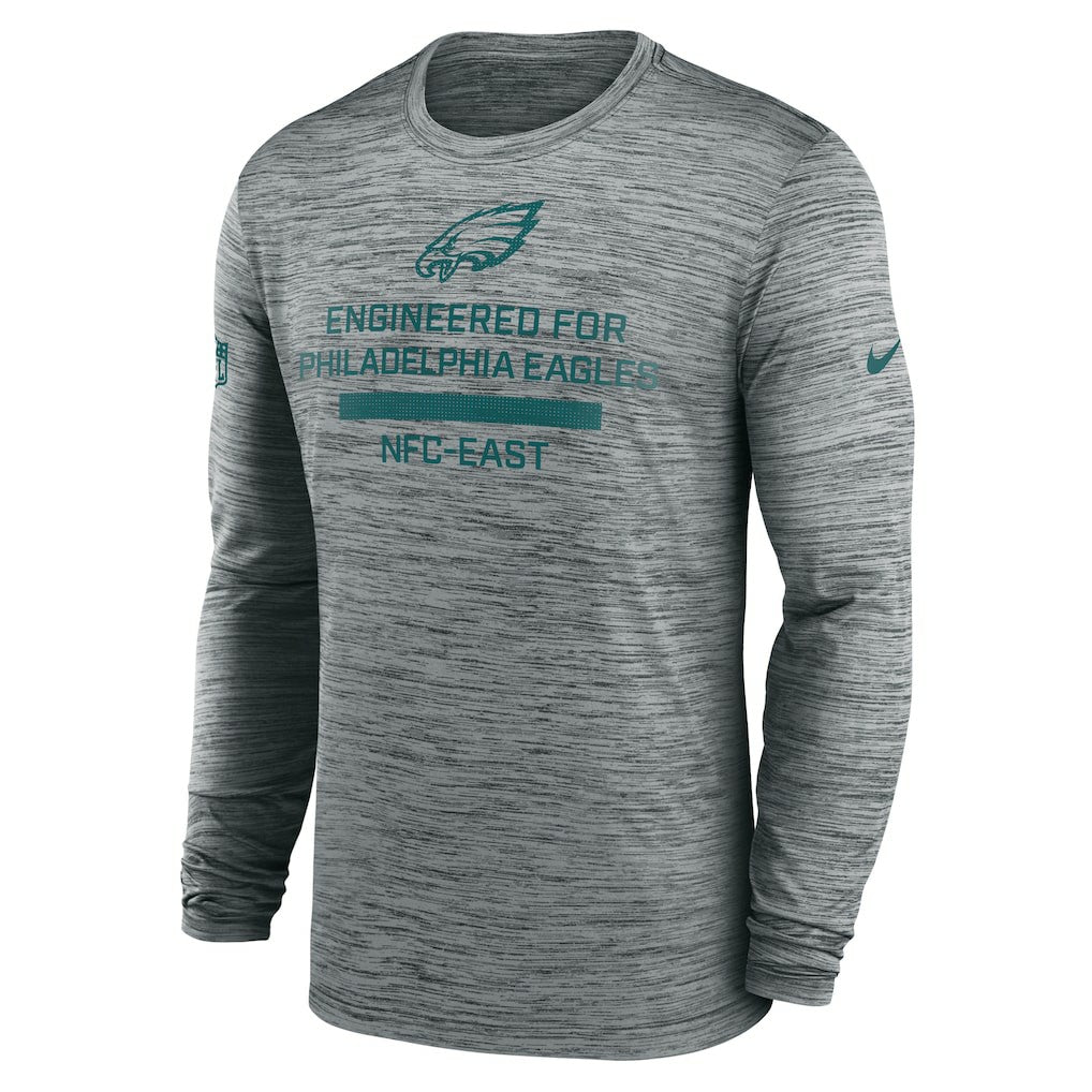 Philadelphia Eagles Sideline Velocity Performance Long Sleeve T-Shirt - Gray