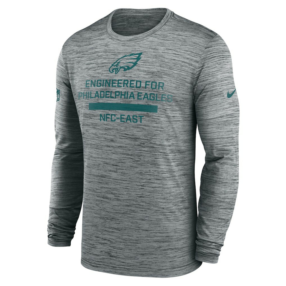 Philadelphia Eagles Sideline Velocity Performance Long Sleeve T-Shirt - Gray