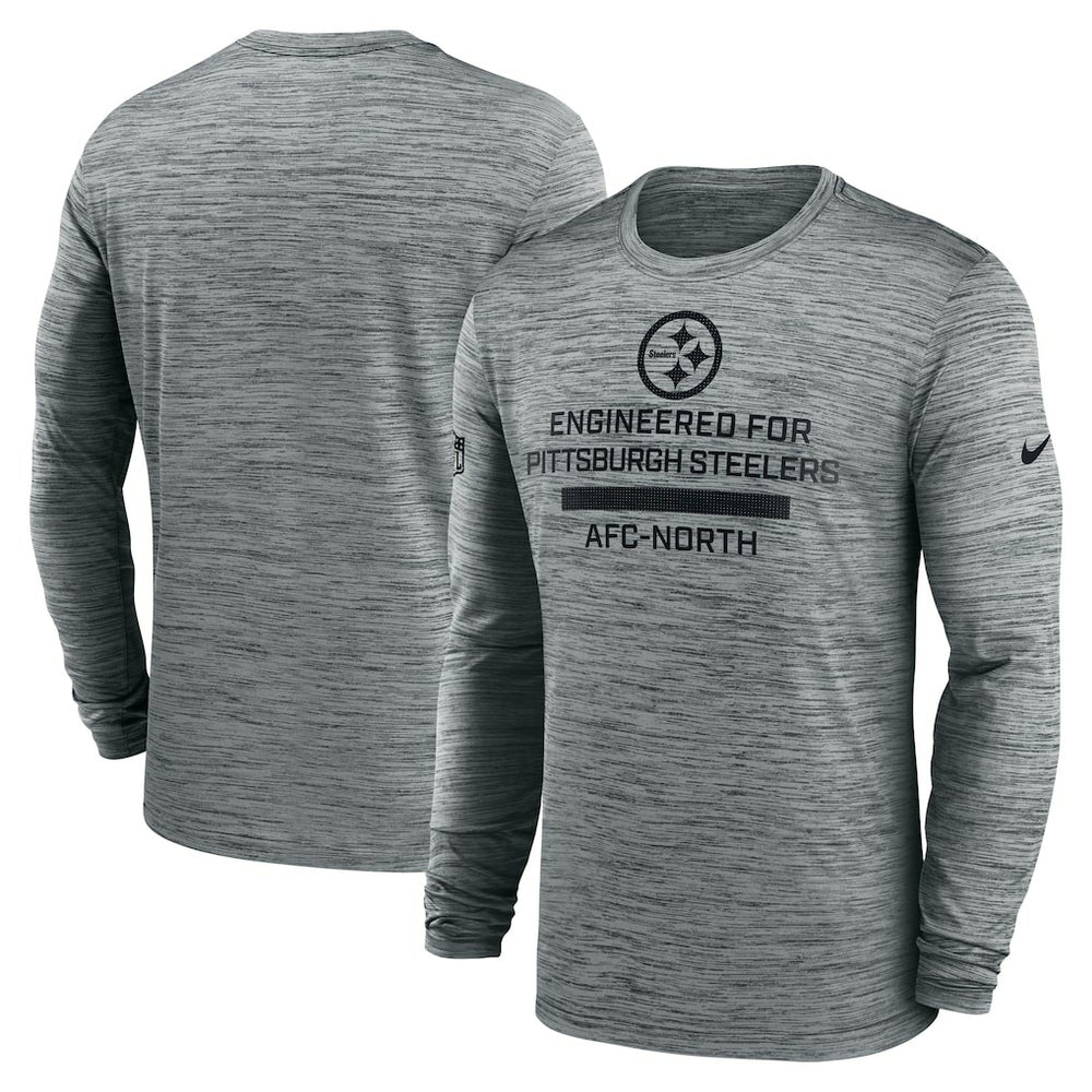 Pittsburgh Steelers Sideline Velocity Performance Long Sleeve T-Shirt - Gray