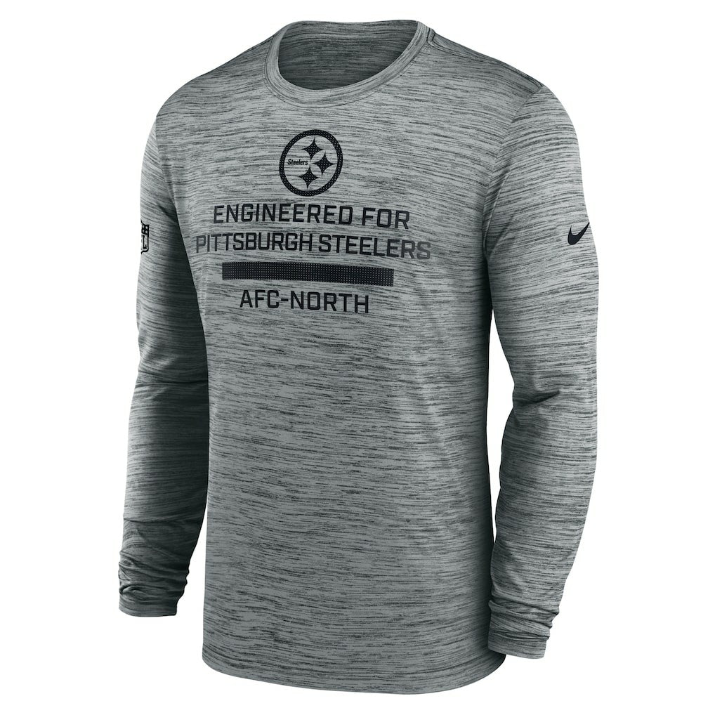 Pittsburgh Steelers Sideline Velocity Performance Long Sleeve T-Shirt - Gray