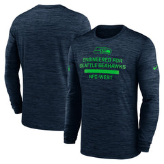 Seattle Seahawks Sideline Velocity Performance Long Sleeve T-Shirt - College Navy