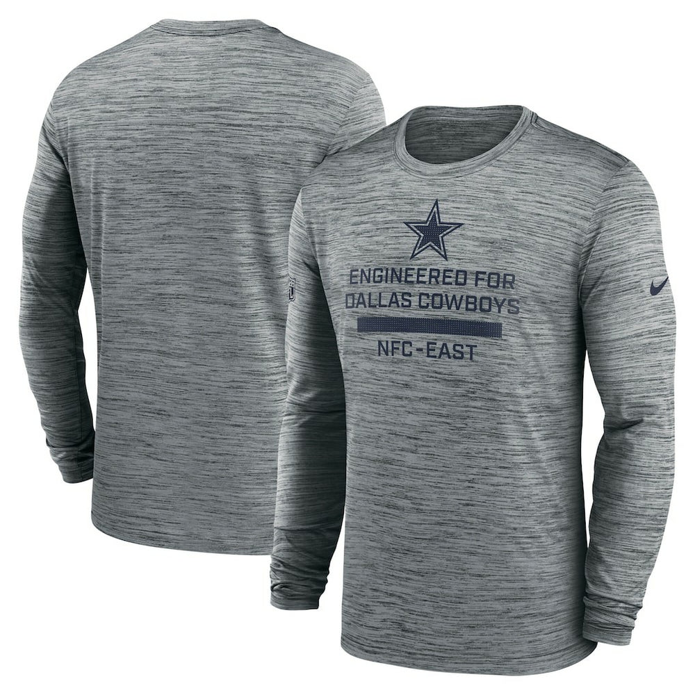 Dallas Cowboys Sideline Velocity Performance Long Sleeve T-Shirt - Gray