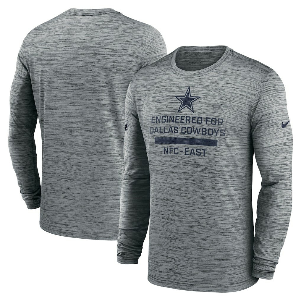 Dallas Cowboys Sideline Velocity Performance Long Sleeve T-Shirt - Gray