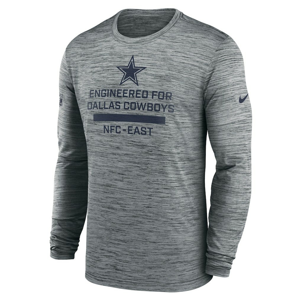 Dallas Cowboys Sideline Velocity Performance Long Sleeve T-Shirt - Gray