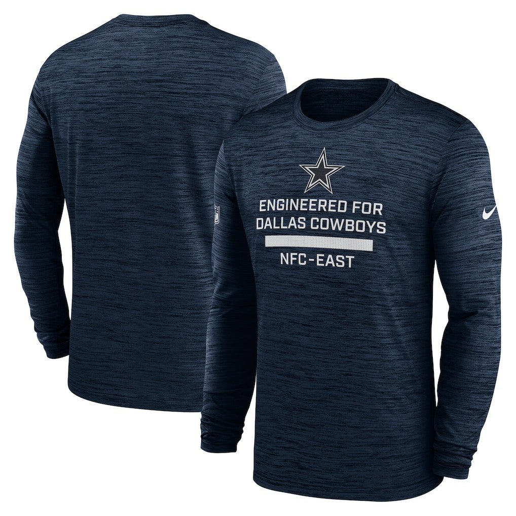 Dallas Cowboys Sideline Velocity Performance Long Sleeve T-Shirt - Navy
