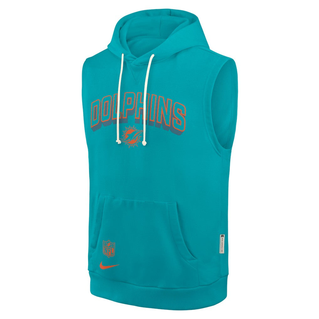 Miami Dolphins Sideline Standard Issue Dri-FIT Sleeveless Hoodie Aqua