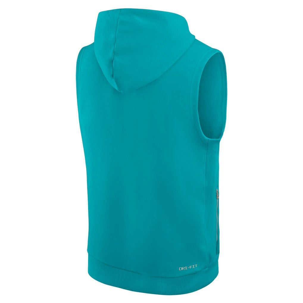 Miami Dolphins Sideline Standard Issue Dri-FIT Sleeveless Hoodie Aqua
