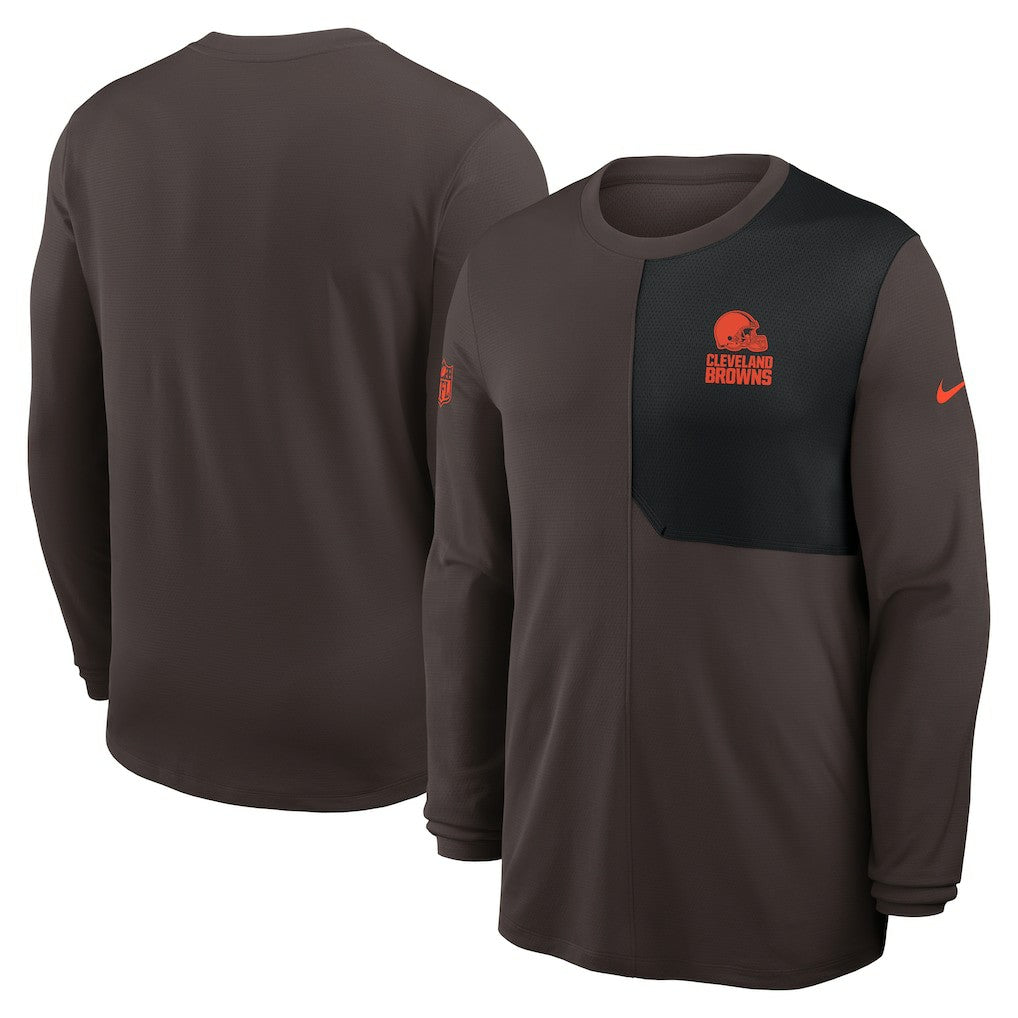 Cleveland Browns Sideline Coach UV Dri-FIT Long Sleeve Shirt Brown