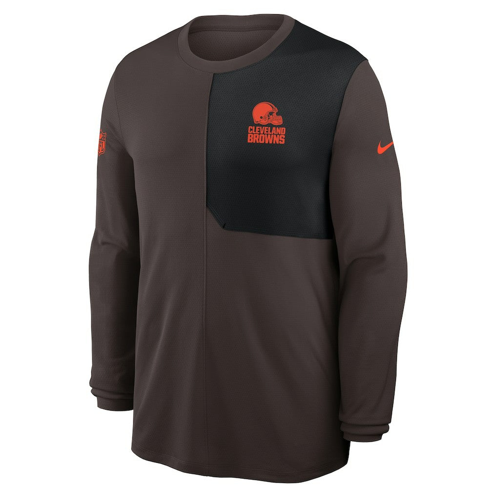 Cleveland Browns Sideline Coach UV Dri-FIT Long Sleeve Shirt Brown