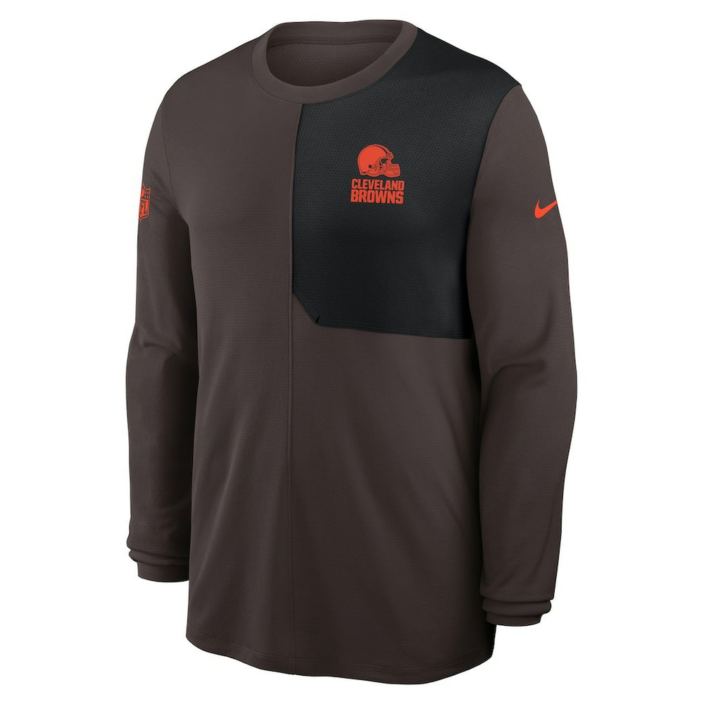 Cleveland Browns Sideline Coach UV Dri-FIT Long Sleeve Shirt Brown