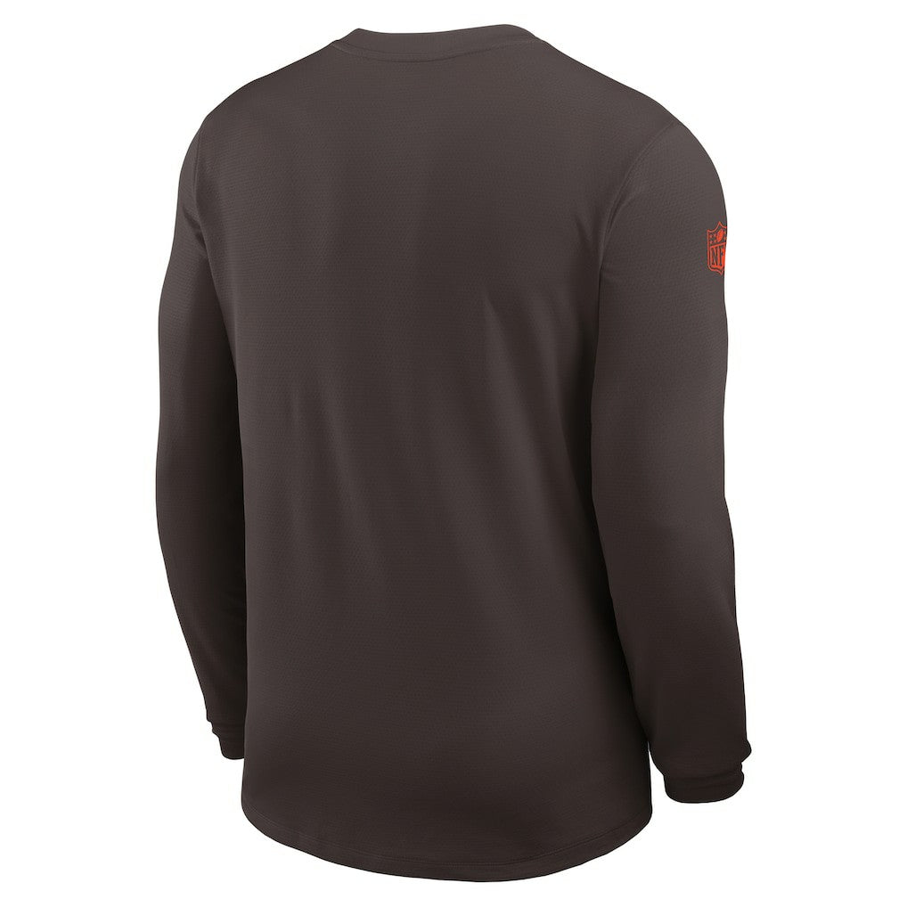 Cleveland Browns Sideline Coach UV Dri-FIT Long Sleeve Shirt Brown