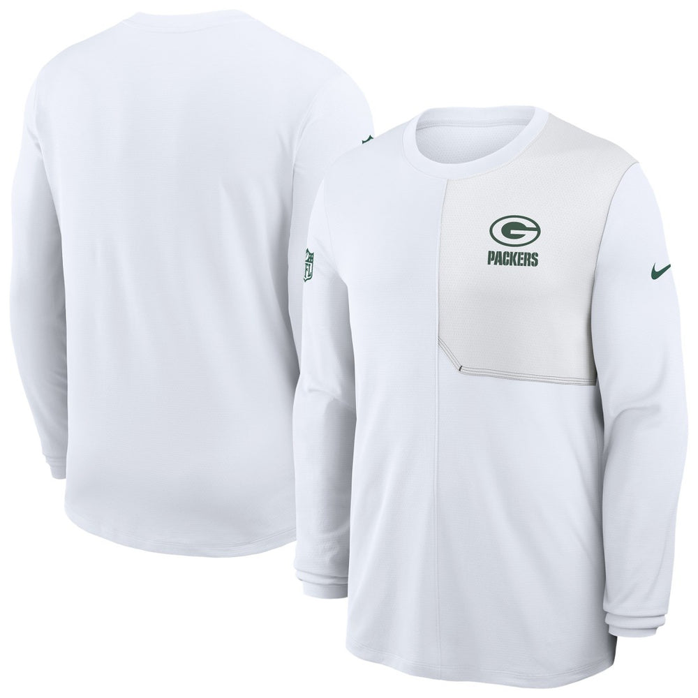 Green Bay Packers Sideline Coach UV Dri-FIT Long Sleeve Shirt White