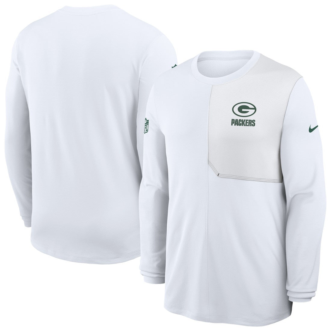 Green Bay Packers Sideline Coach UV Dri-FIT Long Sleeve Shirt White