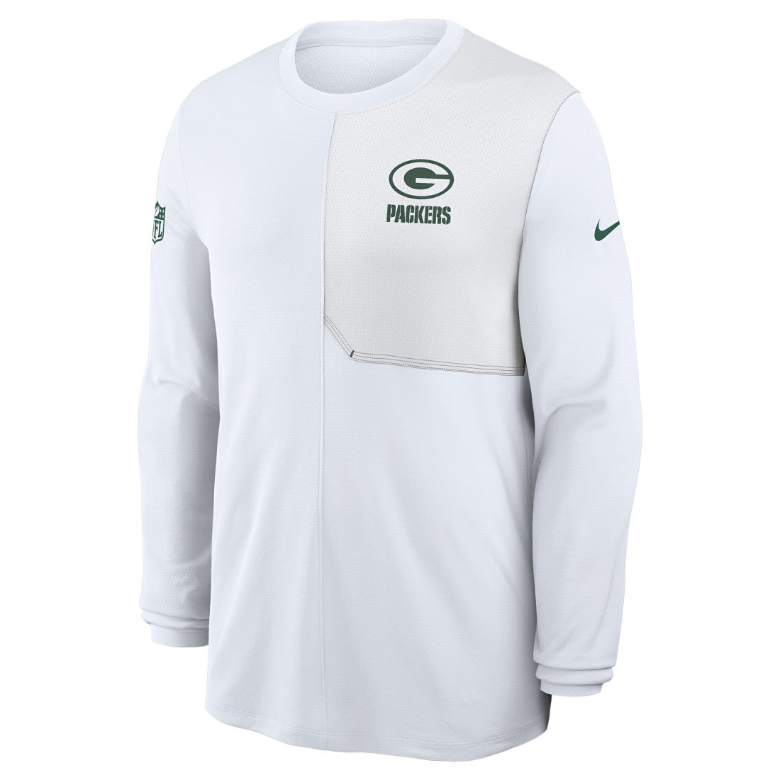 Green Bay Packers Sideline Coach UV Dri-FIT Long Sleeve Shirt White