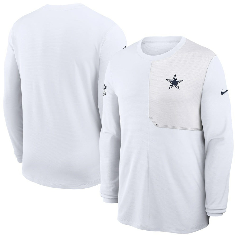 Dallas Cowboys Sideline Coach UV Dri-FIT Long Sleeve Shirt White