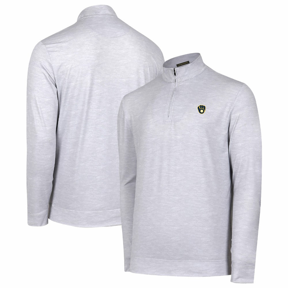 Milwaukee Brewers Sublime Tri-Blend Quarter-Zip Jacket - Gray Jackets