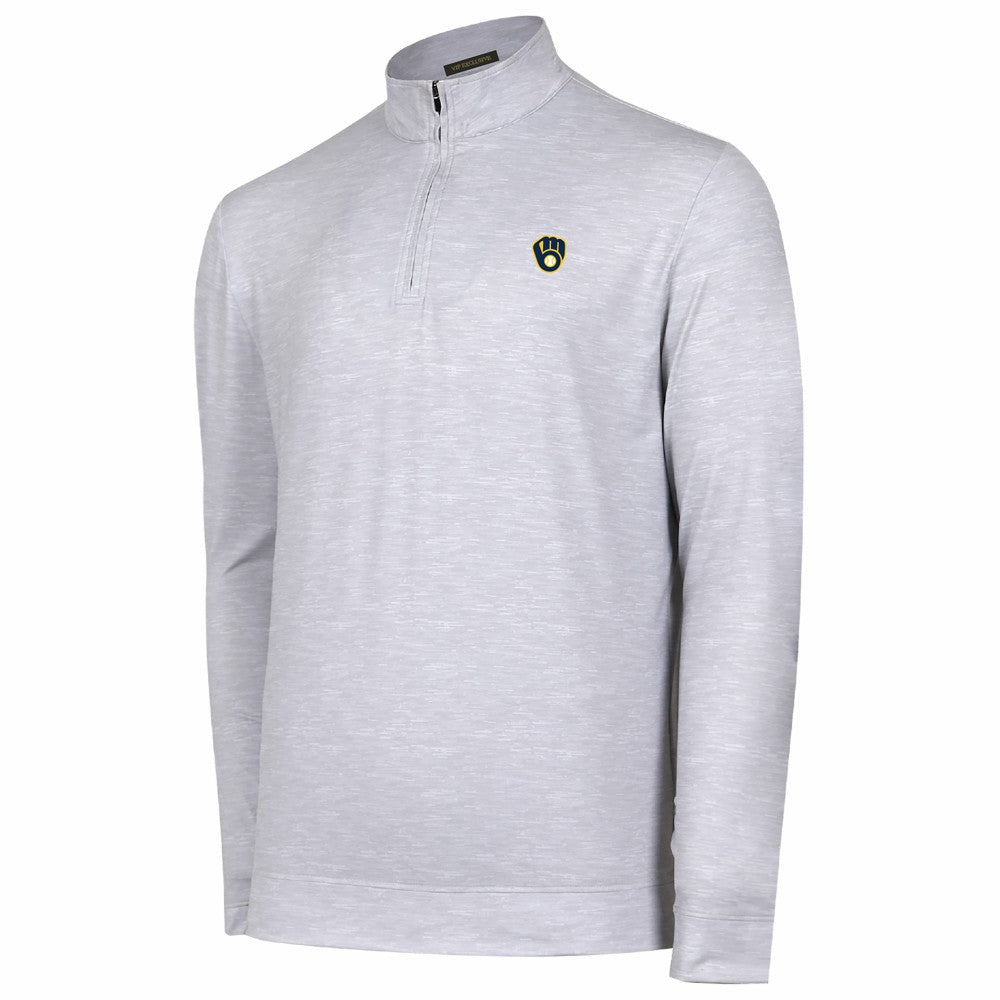 Milwaukee Brewers Sublime Tri-Blend Quarter-Zip Jacket - Gray Jackets