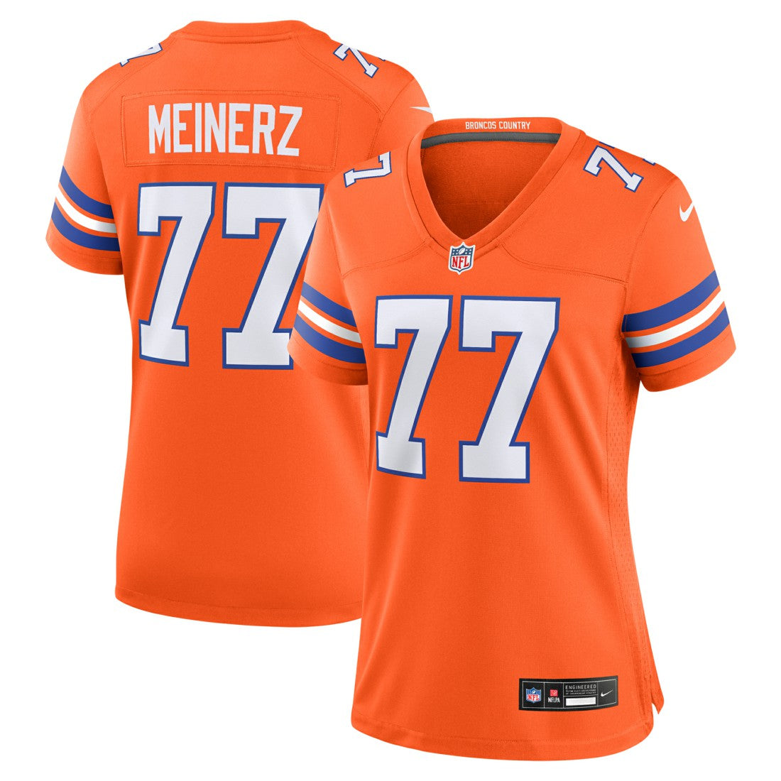 Quinn Meinerz Denver Broncos Women's Mile High Collection 1977 Throwback Player Game Jersey Orange