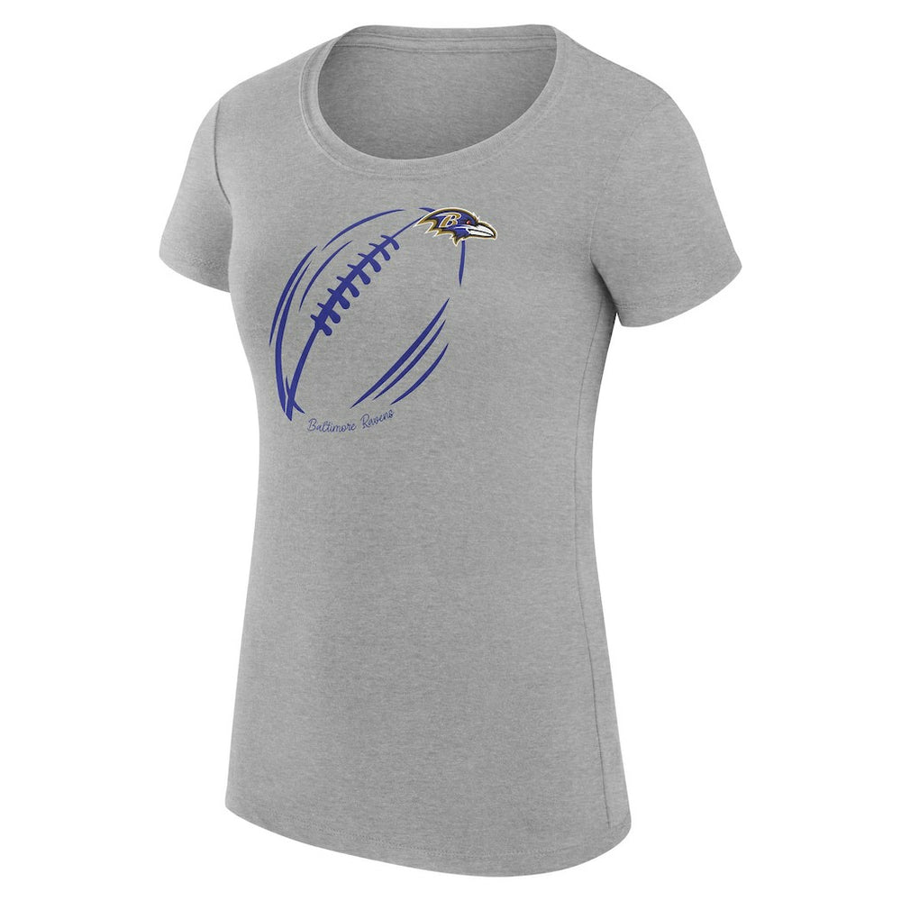 Baltimore Ravens G-III 4Her by Carl Banks Women's Super-Slim Fit Lightweight Subtle Football T-Shirt Heather Gray